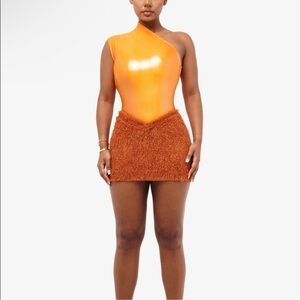 Coucoo Kaibu Anemone Orange Fuzzy Mini Skirt